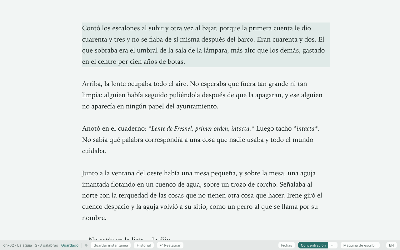 El comienzo de «La aguja» en modo Concentración.